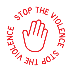 Stop the violence with hand in the center